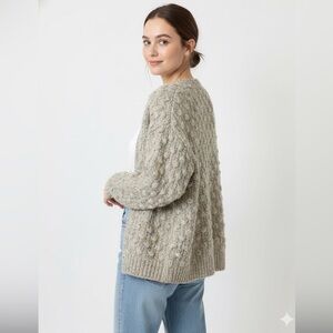 Vintage Marella Ecru/Ivory/Oatmeal Colour Wool Blend Open Front Cardigan Sweater